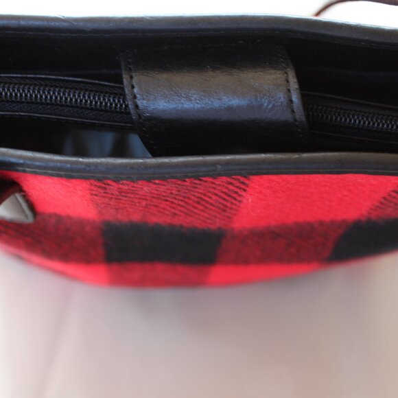 Pendleton 100% Wool / Leather Buffalo Plaid Tote Bag Shoulder Purse - Picture 14 of 15